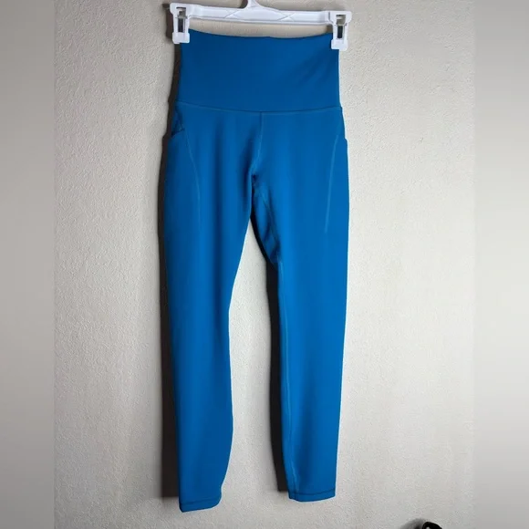Lululemon Wunder Train High-Rise Tight with Pockets 25" turquoise size 4 - Picture 2 of 6